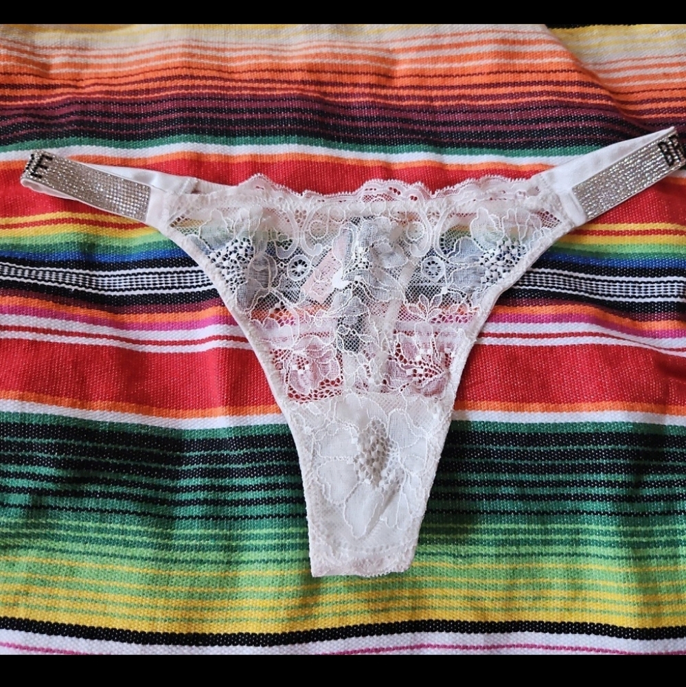 Victoria's Secret *Rare* HTF Bride Rhinestone Shine strap thong